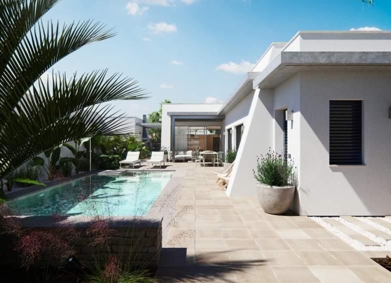 Villa de una planta con 3 dormitorios y piscina privada en San Javier