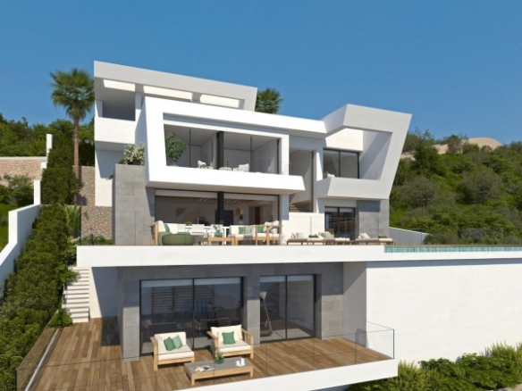 Villa de lujo de 3 dormitorios con piscina privada y vistas panorámicas al mar a la venta en Cumbre del Sol(Alicante)