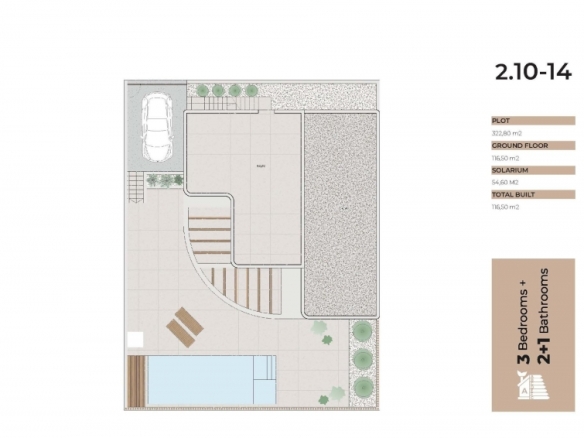 Villa de estilo ibicenco con 3 dormitorios y piscina privada en La Finca Golf, Algorfa(Alicante)