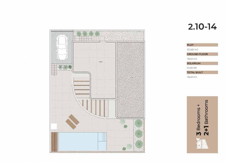 Villa de estilo ibicenco con 3 dormitorios y piscina privada en La Finca Golf, Algorfa(Alicante)