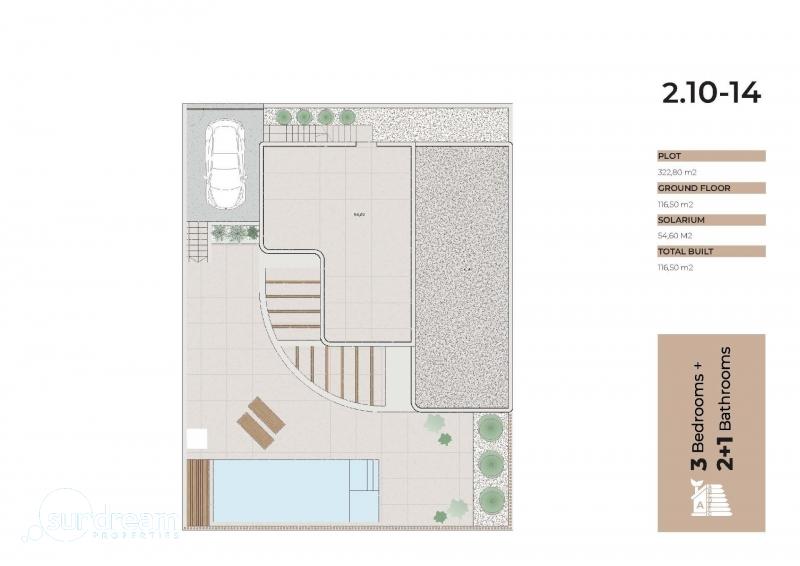 Villa de estilo ibicenco con 3 dormitorios y piscina privada en La Finca Golf, Algorfa(Alicante)