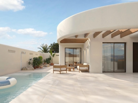 Villa de estilo ibicenco con 3 dormitorios y piscina privada en La Finca Golf, Algorfa(Alicante)