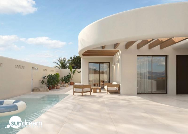 Villa de estilo ibicenco con 3 dormitorios y piscina privada en La Finca Golf, Algorfa(Alicante)