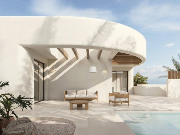 Villa de estilo ibicenco con 3 dormitorios y piscina privada en La Finca Golf, Algorfa(Alicante)