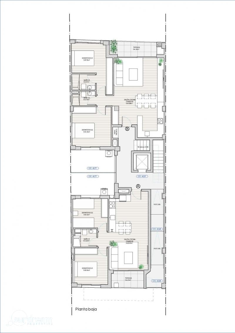 Apartamento de planta baja con 2 dormitorios cerca de la playa en Guardamar del Segura