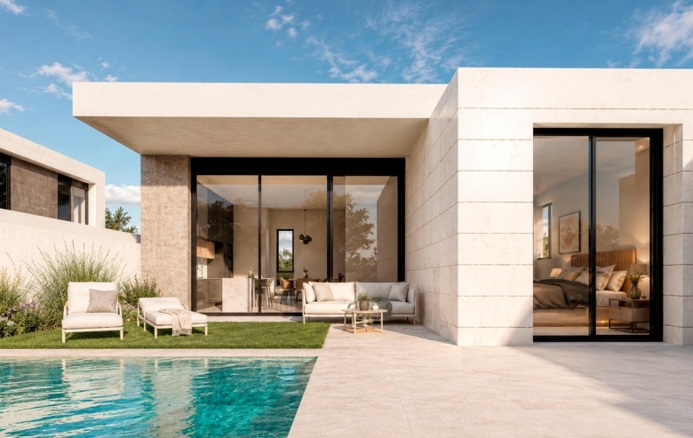 Villa moderna en una sola planta con 3 dormitorios y piscina privada en Pilar de la Horadada