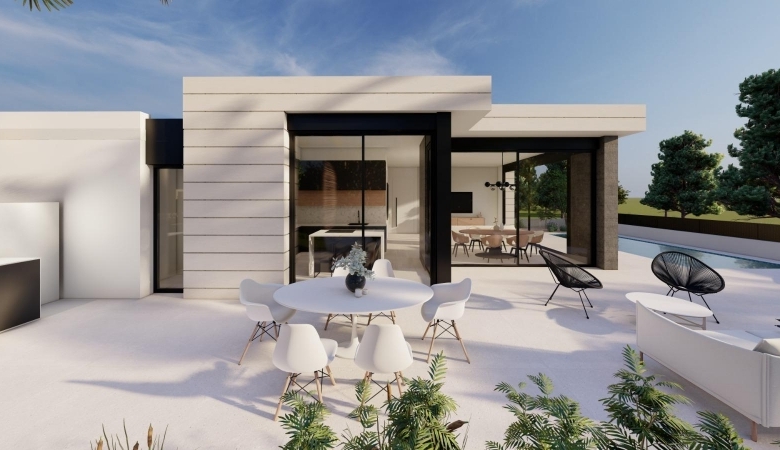 Villa de una sola planta con 3 dormitorios y piscina privada en el campo de golf(Pilar de la Horadada)