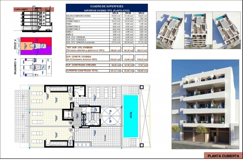 Ático de nueva construcción con un 1 dormitorio y solarium privado a solo 600 de la playa en Torrevieja