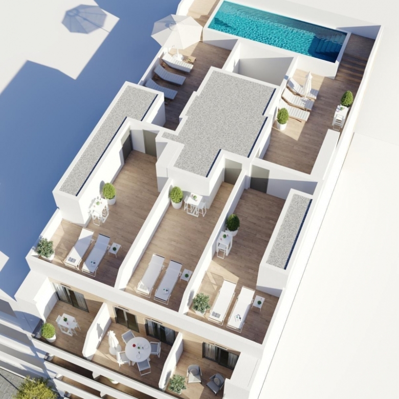Ático de nueva construcción con un 1 dormitorio y solarium privado a solo 600 de la playa en Torrevieja