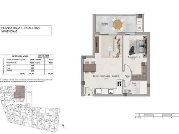 Apartamento de 1 dormitorio cerca de la playa a la venta en el centro de Santa Pola