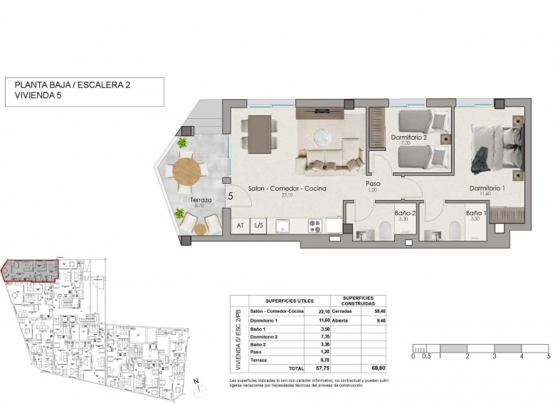 Apartamento de 2 dormitorios cerca de la playa a la venta en Santa Pola.