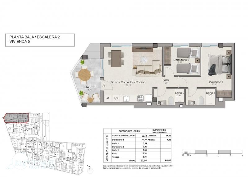 g_44012-14-11 Apartamento de 2 dormitorios cerca de la playa a la venta en Santa Pola.