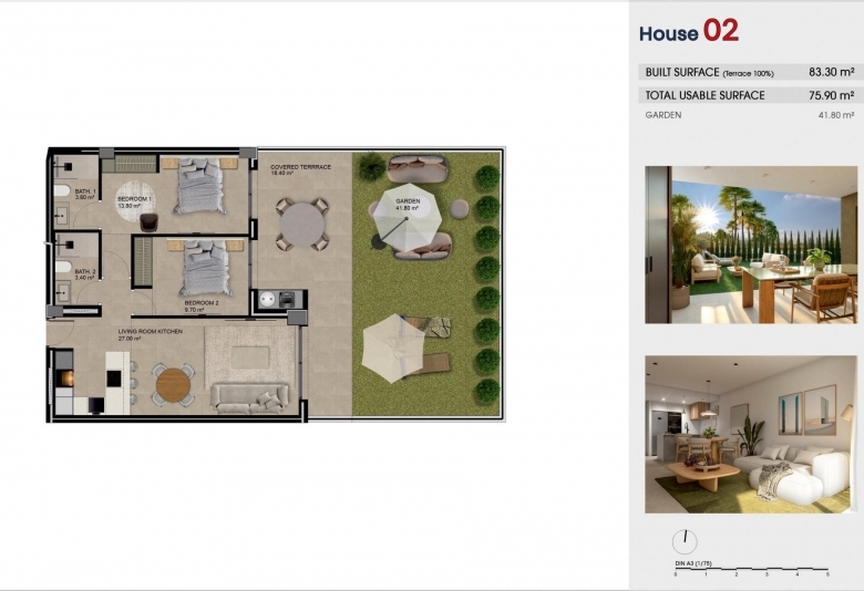 Apartamento de planta baja con 2 dormitorios a la venta en Guardamar del Segura