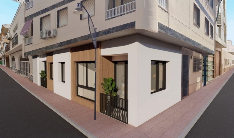 Apartamento de 1 dormitorio en planta baja a 300m del mar en Santiago de La Ribera