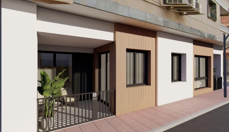 Apartamento de 1 dormitorio en planta baja a 300m del mar en Santiago de La Ribera